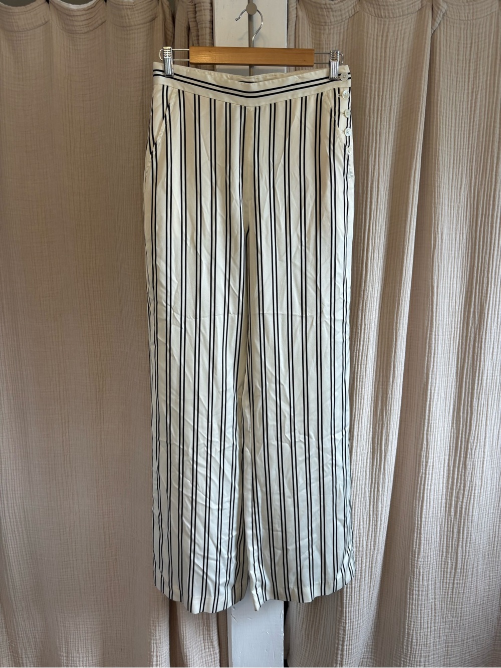 Polo by Ralph Lauren Striped Satin Wide Leg Pant- 2